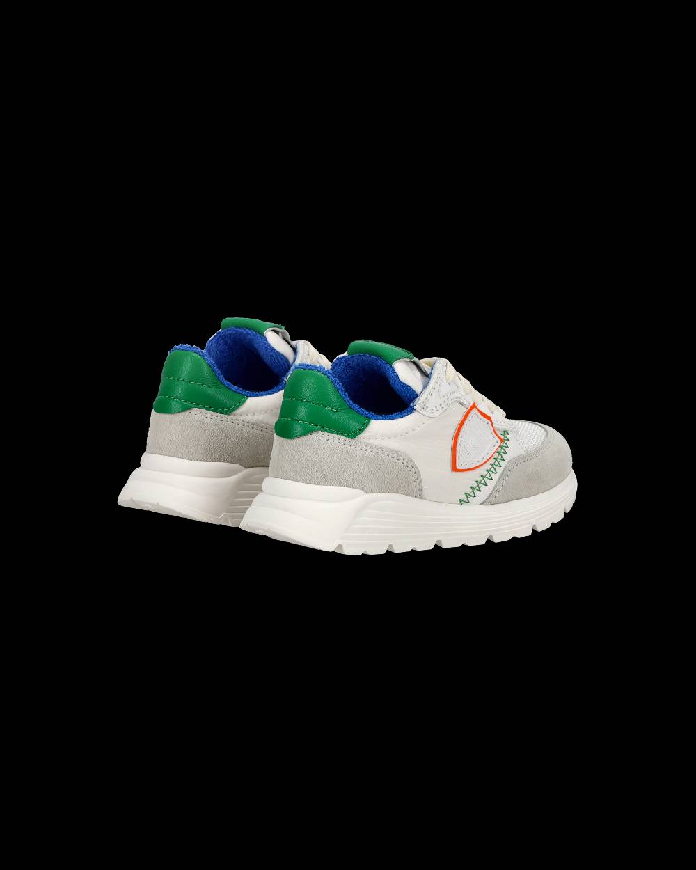 Philippe Model Sneakers Basse Antibes Baby In Nylon E Pelle, Bianco Verde