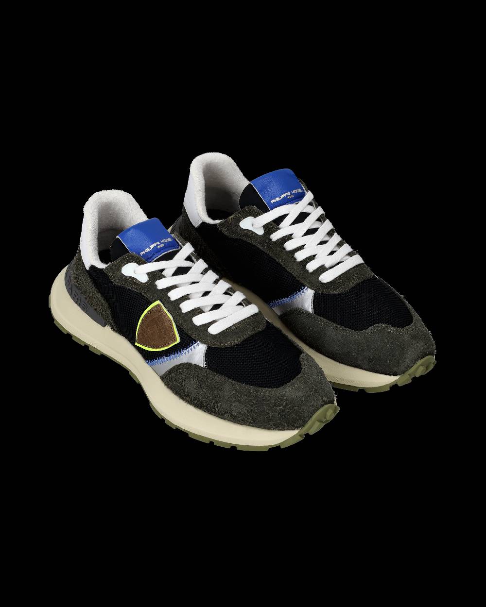 Philippe Model Sneakers basse Antibes da Uomo in nylon e pelle - nero militare