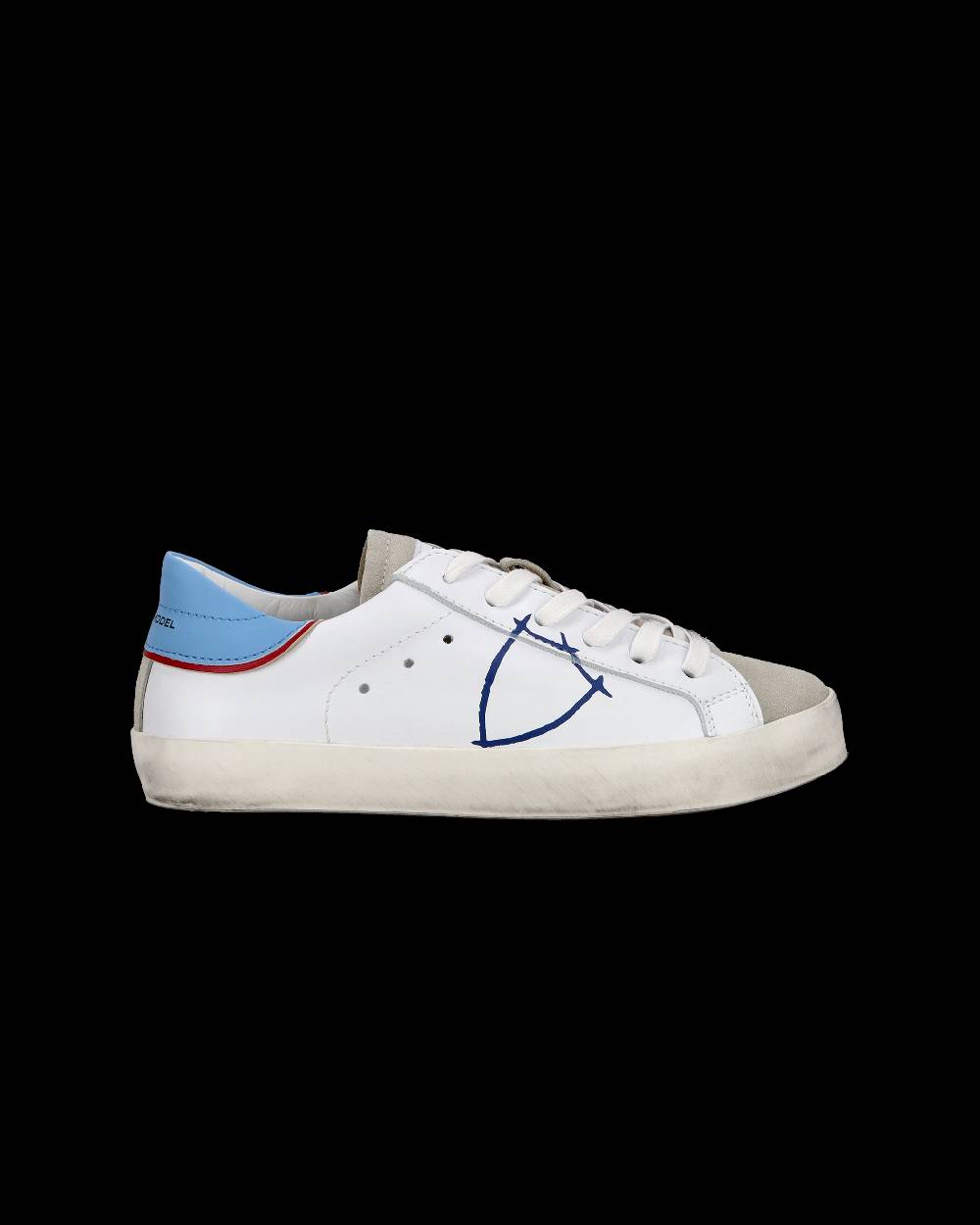 Philippe Model Sneakers Basse Paris Da Bambino In Pelle, Bianco Azzurro