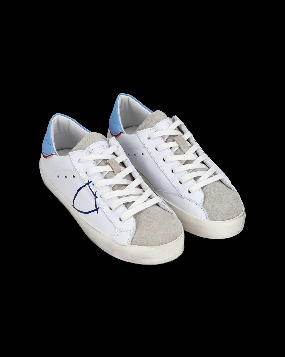 Philippe Model Sneakers basse Paris da Bambino in pelle, Bianco Azzurro