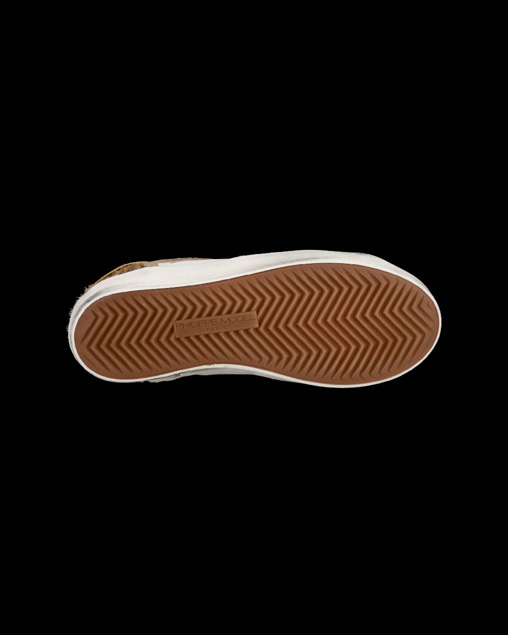 Philippe Model Sneakers Basse Paris Da Bambino In Pelle, Bianco Cognac