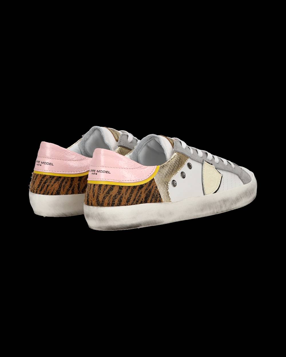 Philippe Model Sneakers Basse Paris Da Bambino In Pelle, Bianco Cognac