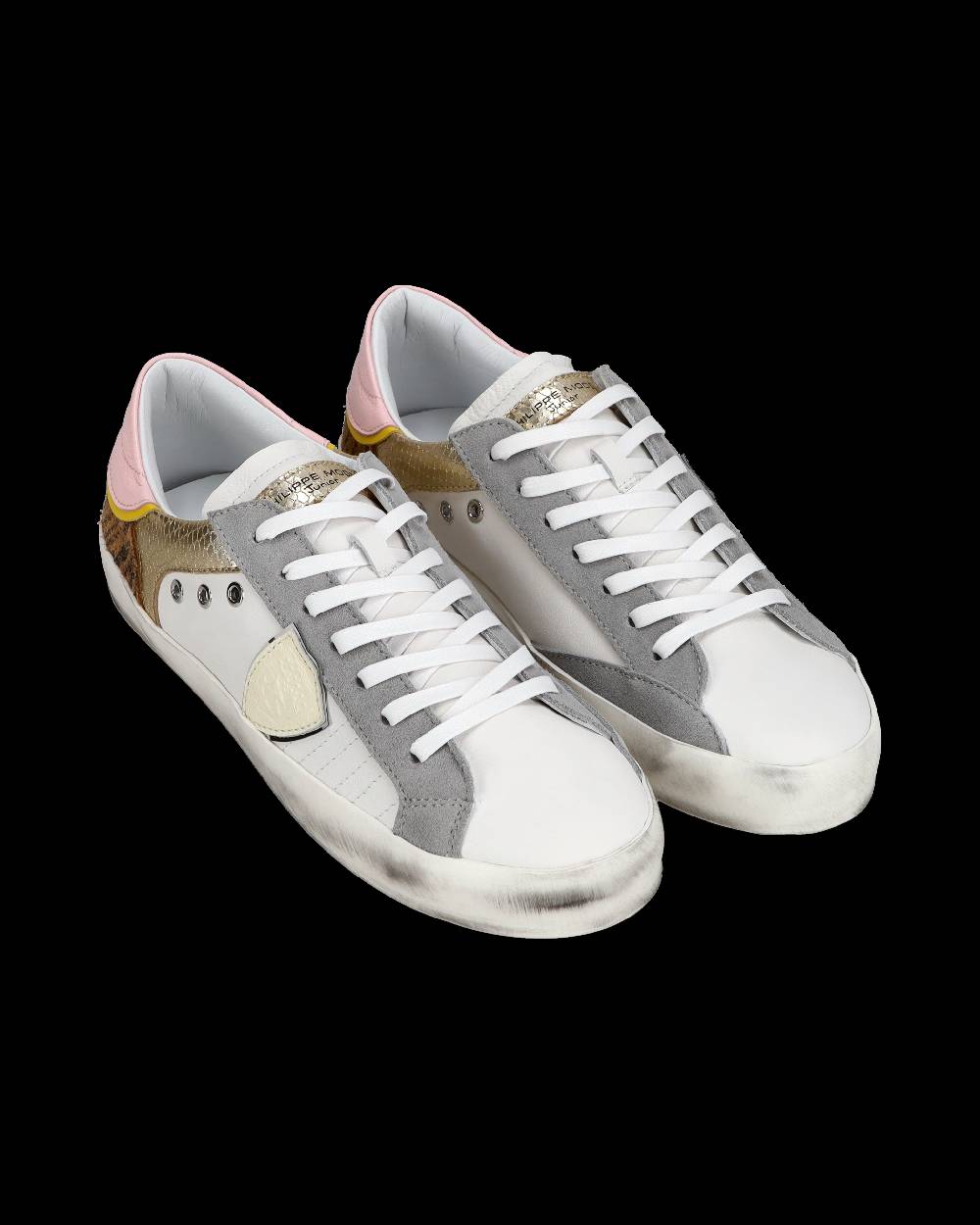 Philippe Model Sneakers basse Paris da Bambino in pelle, Bianco Cognac