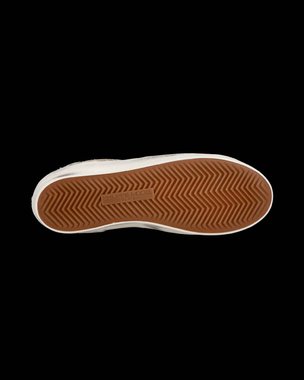 Philippe Model Sneakers Basse Paris Da Bambino In Pelle, Bianco Oro