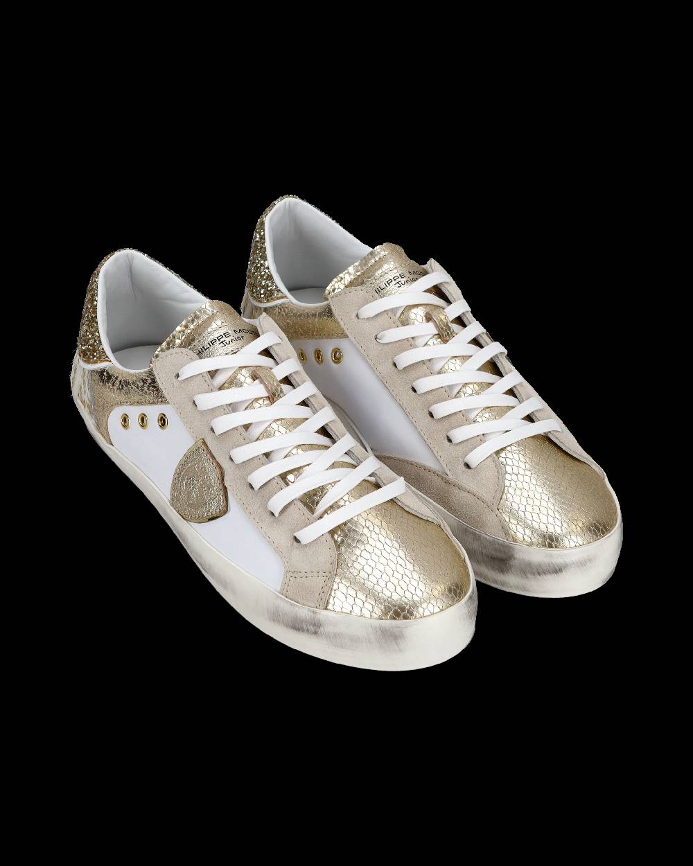 Philippe Model Sneakers basse Paris da Bambino in pelle, Bianco Oro