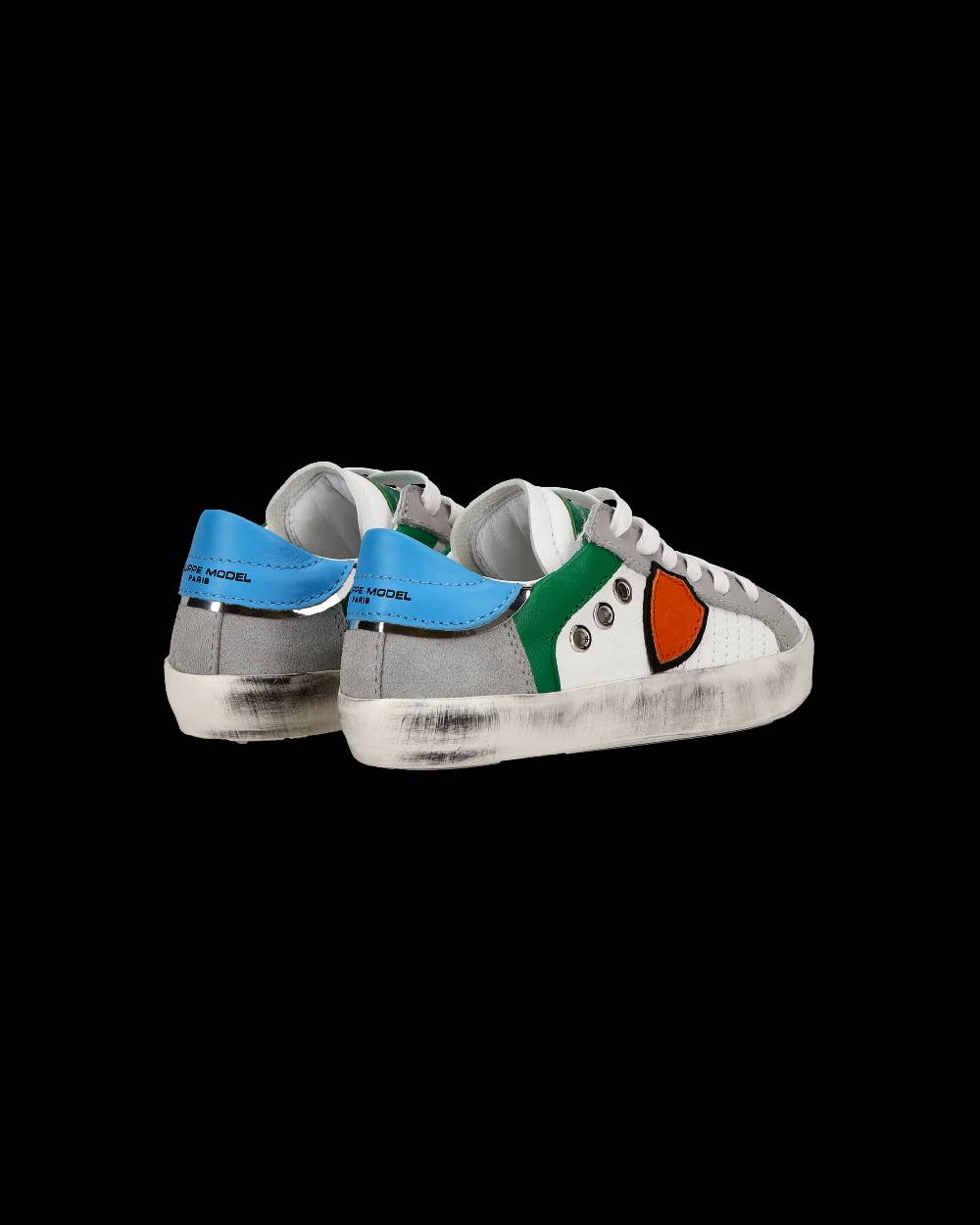 Philippe Model Sneakers Basse Paris Da Bambino In Pelle, Bianco Verde
