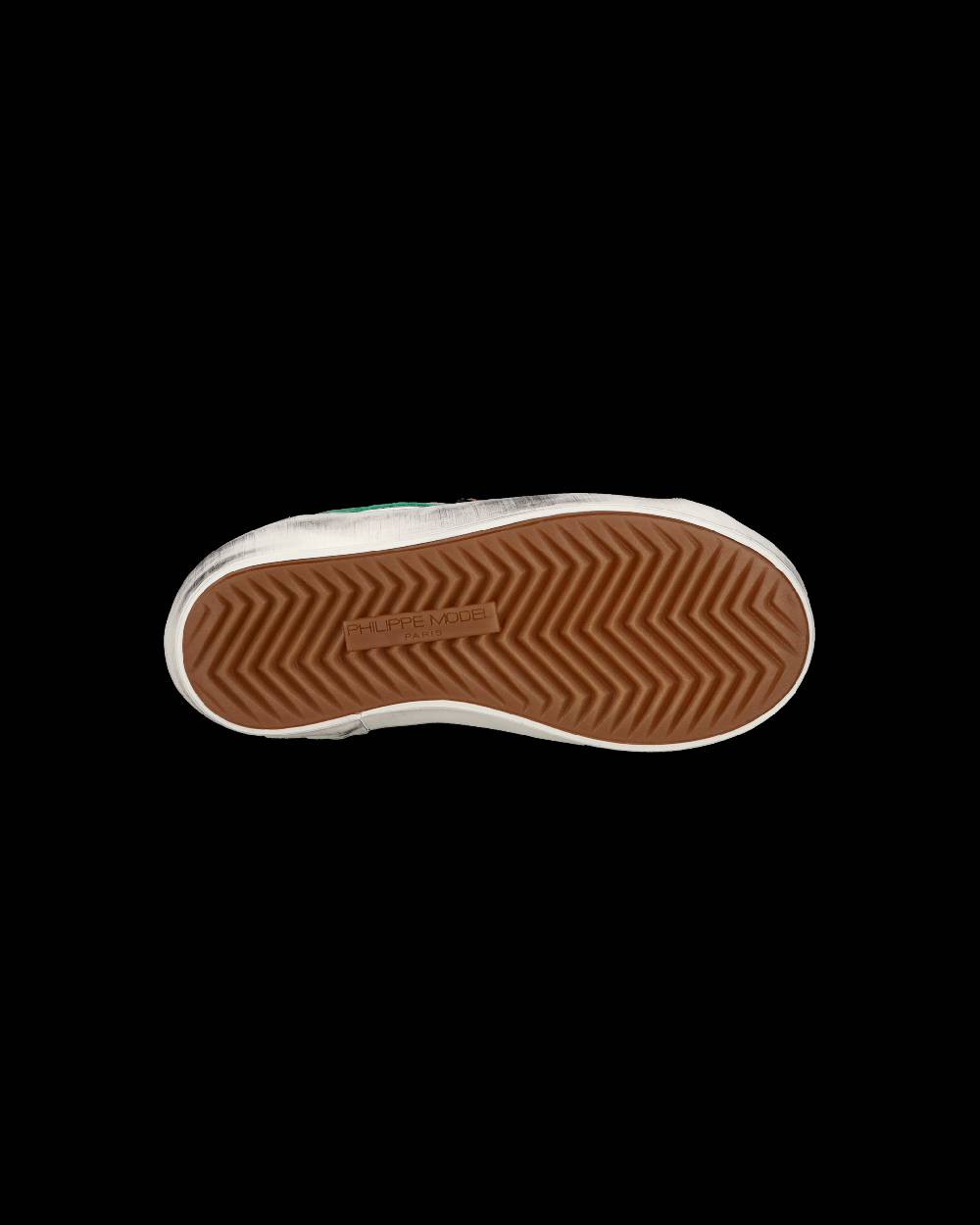 Philippe Model Sneakers Basse Paris Da Bambino In Pelle, Bianco Verde