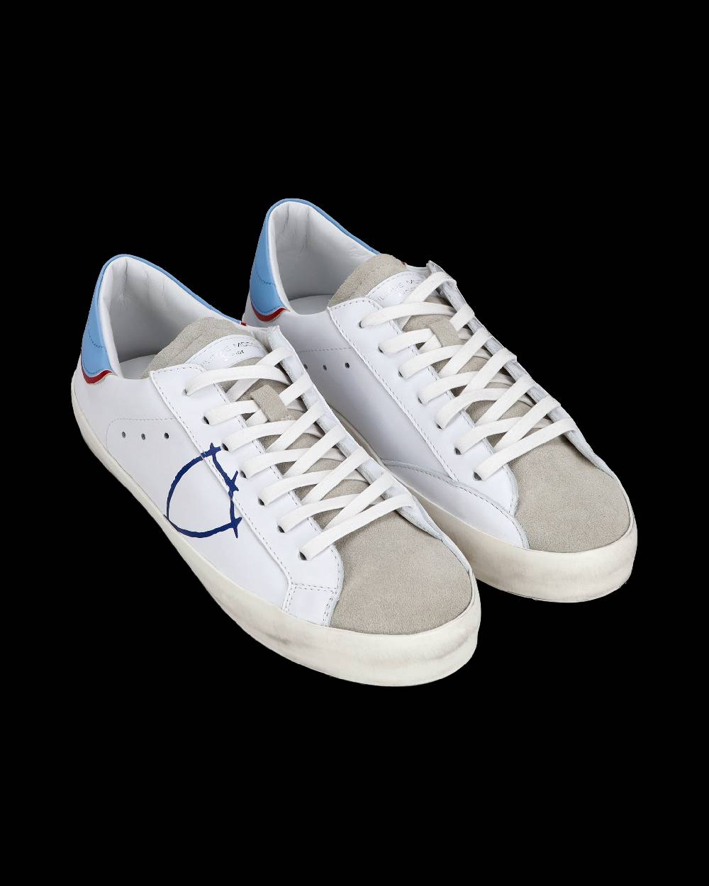 Philippe Model Sneakers basse Paris da Ragazzo in pelle, Bianco Azzurro