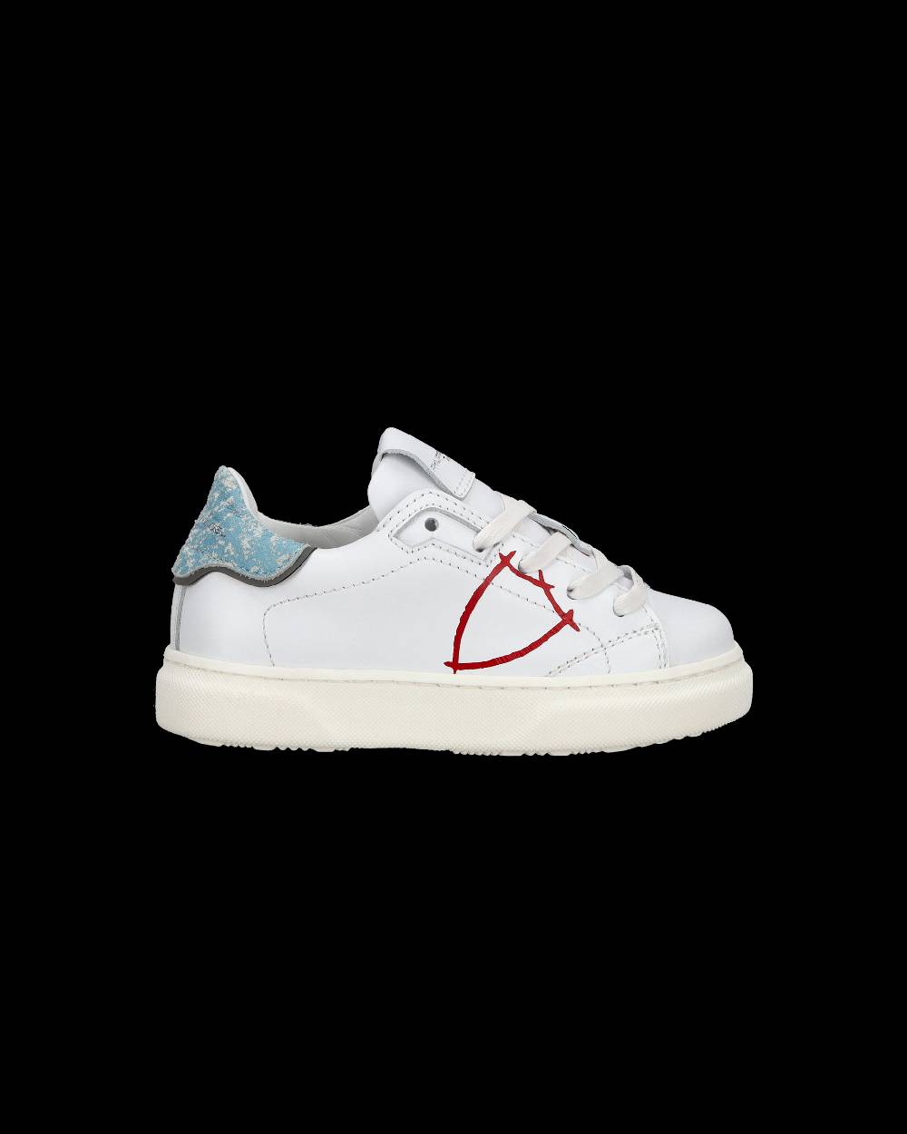 Philippe Model Sneakers Basse Temple Da Bambino In Pelle, Bianco E Blu