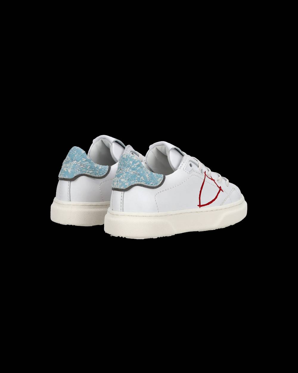 Philippe Model Sneakers Basse Temple Da Bambino In Pelle, Bianco E Blu