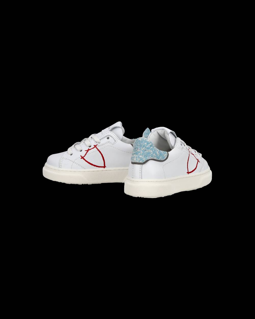 Philippe Model Sneakers Basse Temple Da Bambino In Pelle, Bianco E Blu
