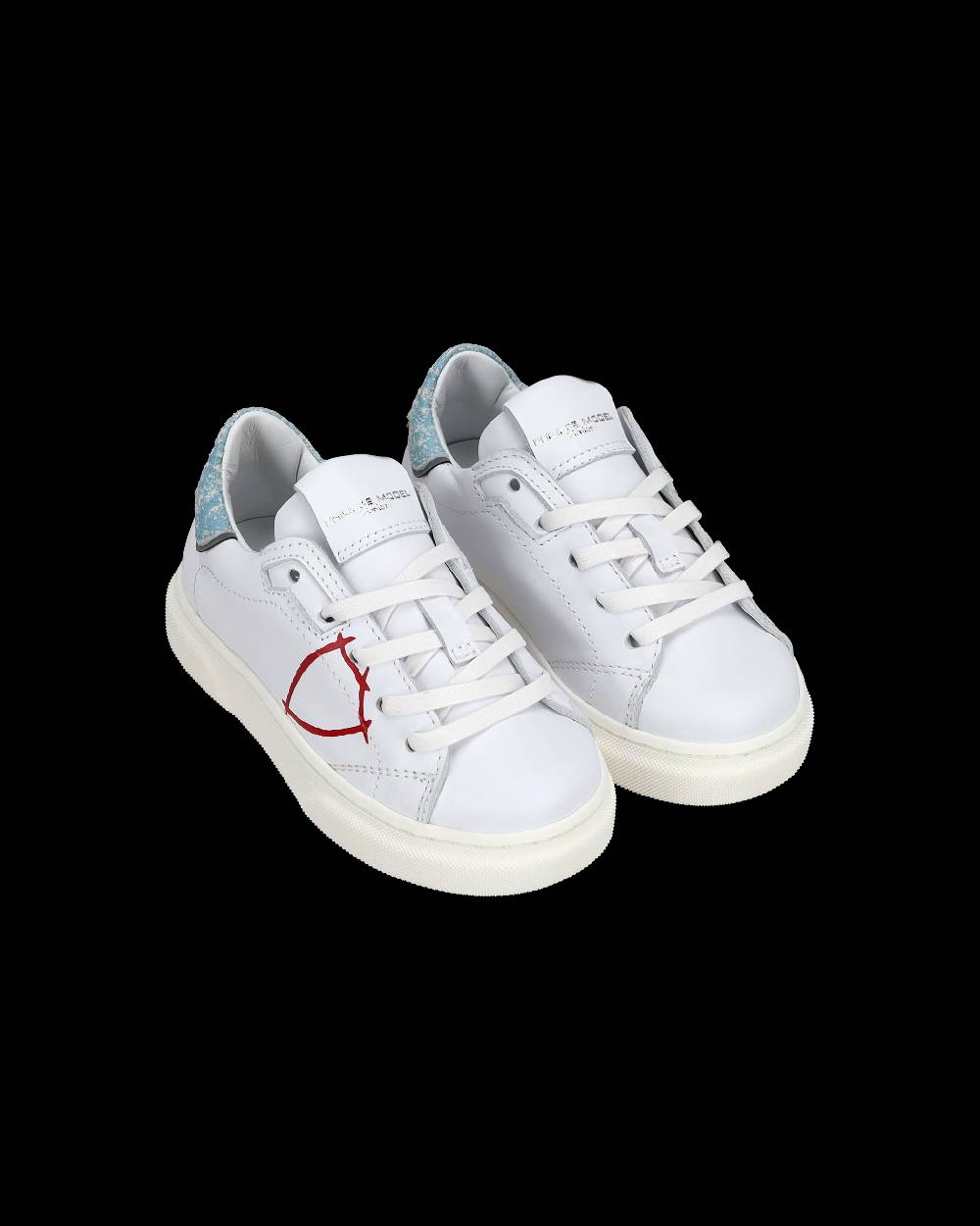 Philippe Model Sneakers basse Temple da Bambino in pelle, Bianco e Blu