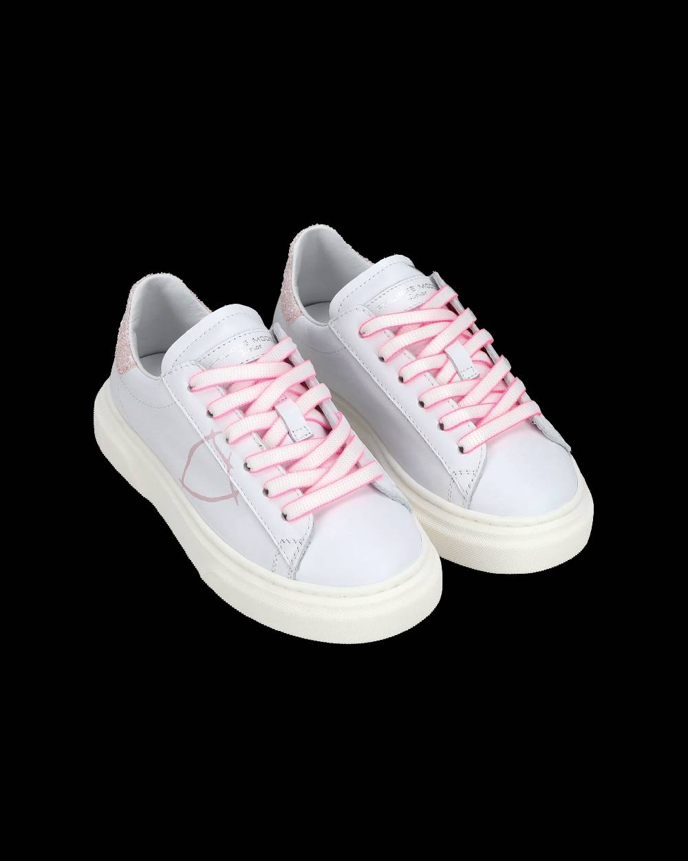 Philippe Model Sneakers basse Temple da Ragazzo in pelle, Bianco Rosa