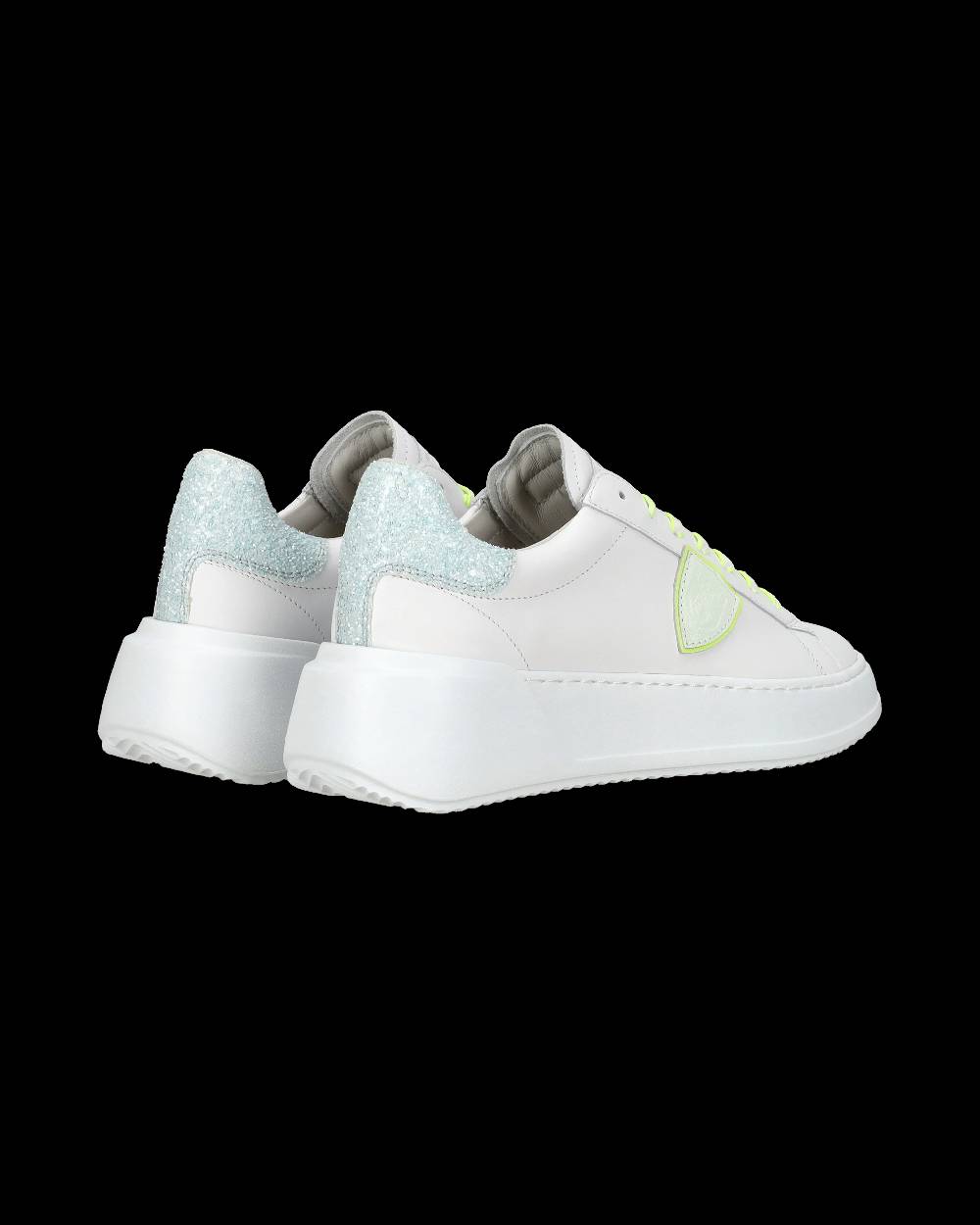 Philippe Model Sneakers Casual Tres Temple Da Donna In Pelle E Glitter - Bianco E Rosa