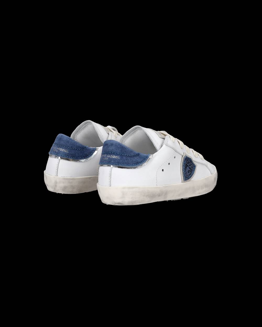 Philippe Model Sneakers Da Bambini Prsx Basse Bianche E Blu In Pelle