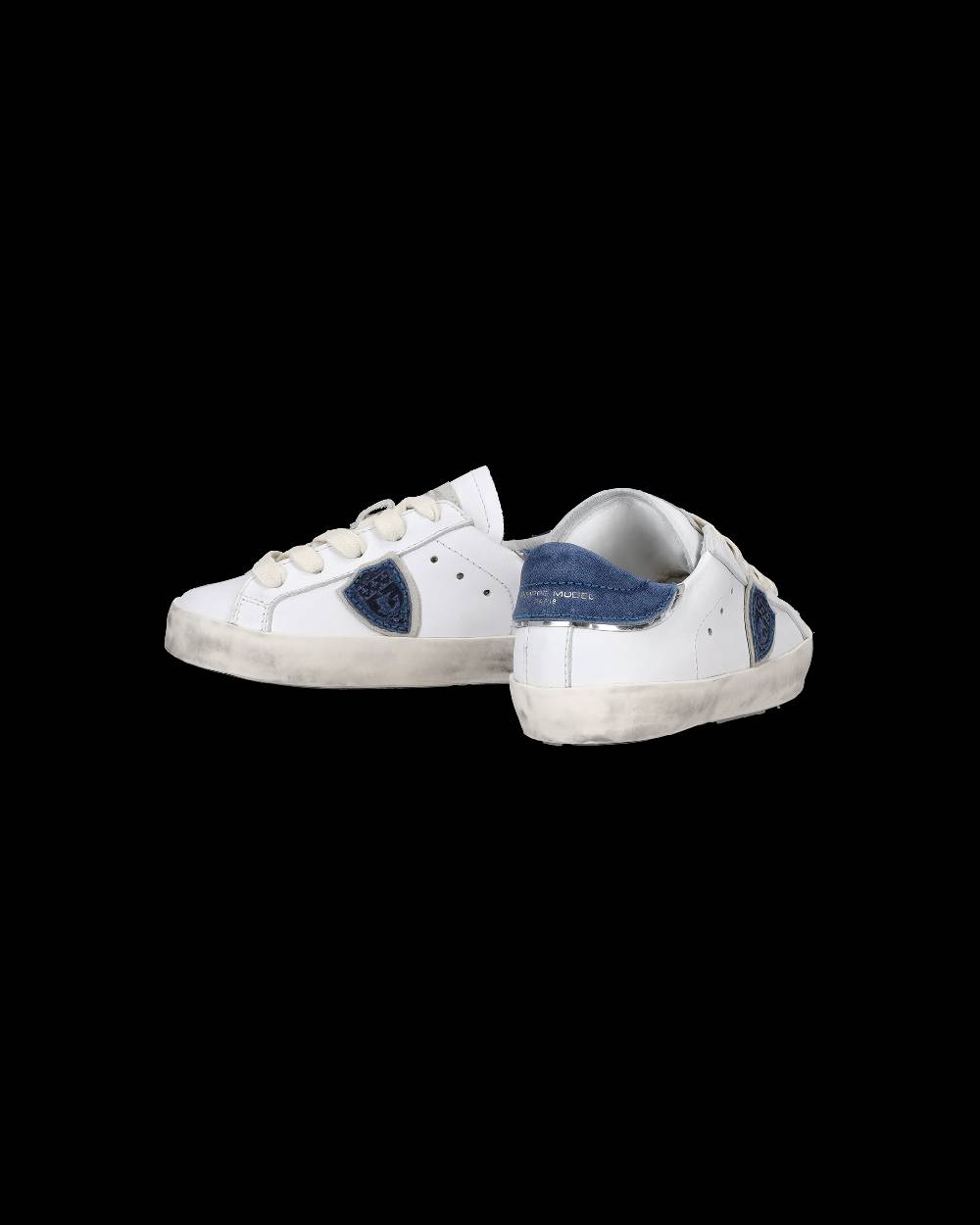 Philippe Model Sneakers Da Bambini Prsx Basse Bianche E Blu In Pelle
