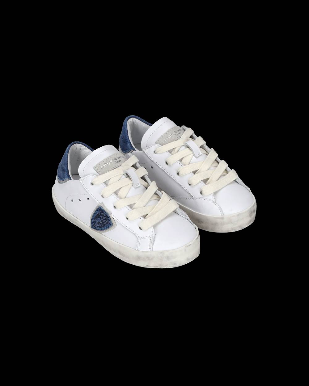 Philippe Model Sneakers da Bambini Prsx basse Bianche e Blu in Pelle