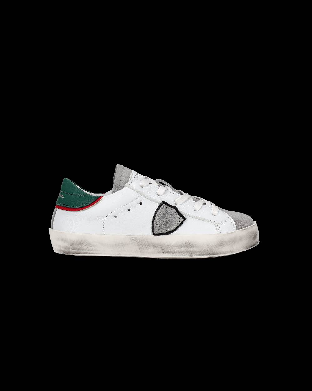 Philippe Model Sneakers Da Bambini Prsx Bianche E Verdi In Pelle