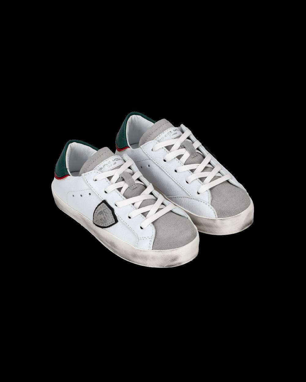 Philippe Model Sneakers da Bambini Prsx Bianche e Verdi in Pelle