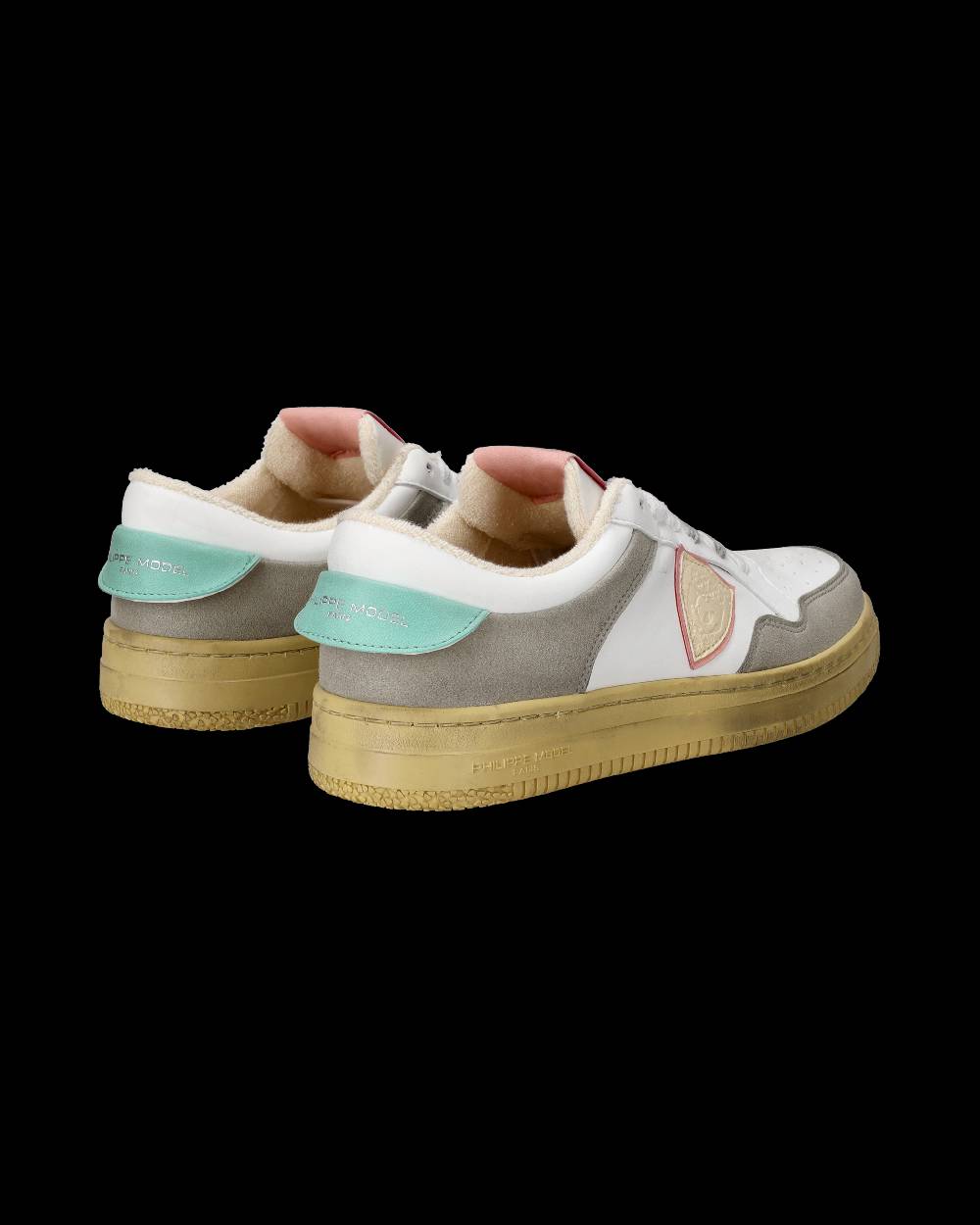 Philippe Model Sneakers Lyon Da Donna Bianche E Rosa In Pelle Riciclata