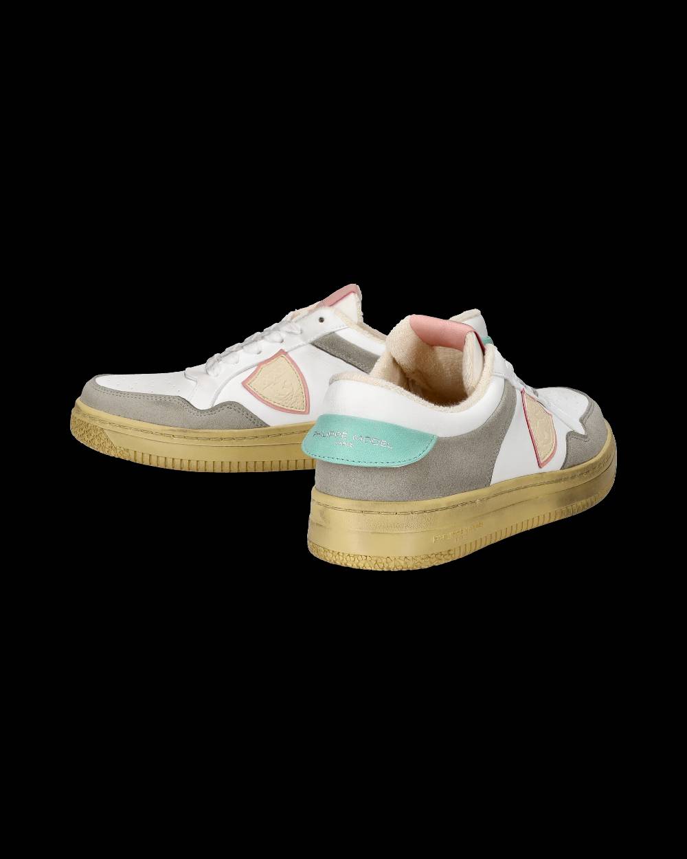 Philippe Model Sneakers Lyon Da Donna Bianche E Rosa In Pelle Riciclata