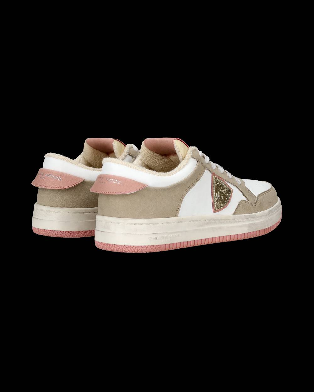 Philippe Model Sneakers Lyon Da Donna Bianche E Rosa In Pelle Riciclata