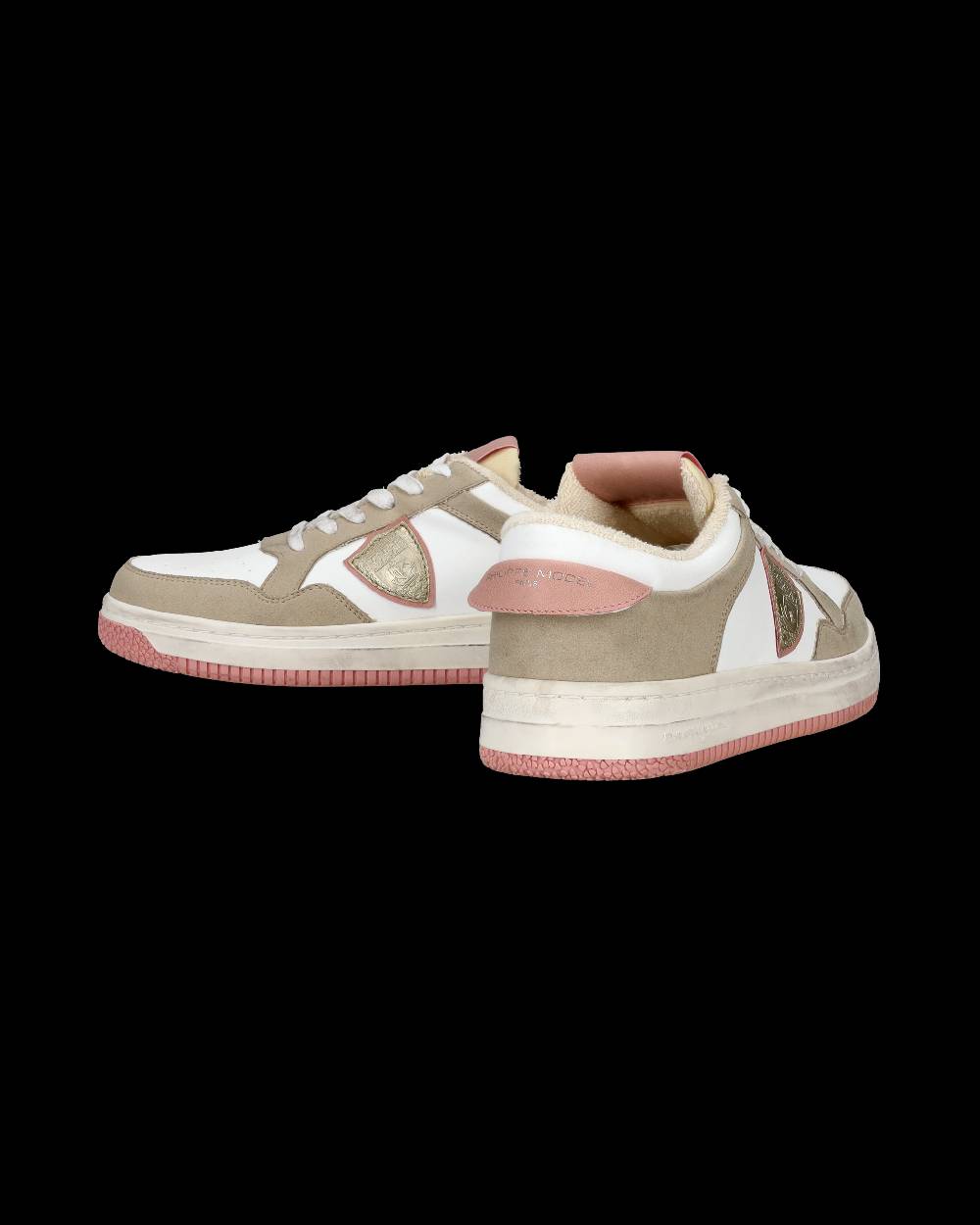 Philippe Model Sneakers Lyon Da Donna Bianche E Rosa In Pelle Riciclata