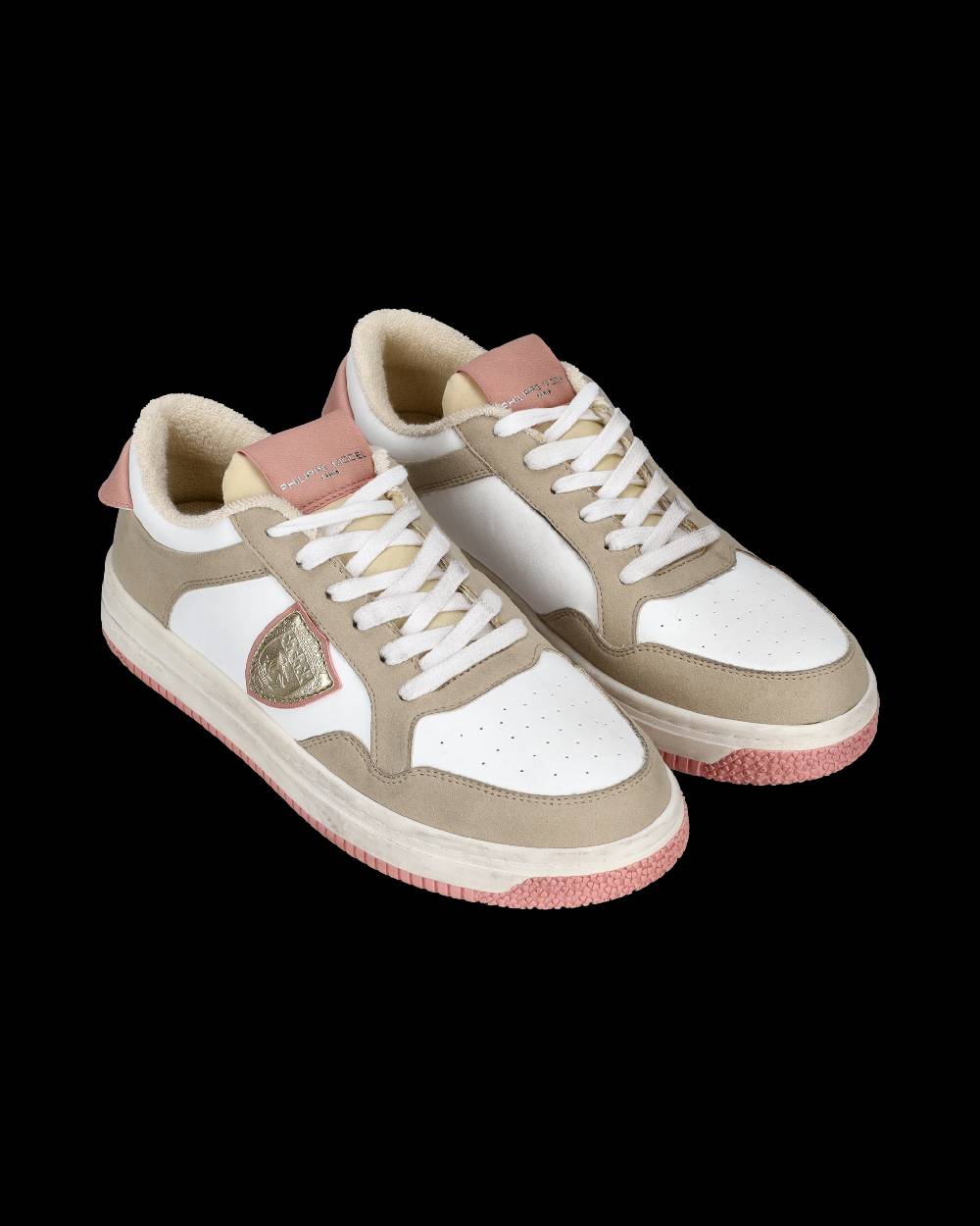 Philippe Model Sneakers Lyon da Donna Bianche e Rosa in Pelle Riciclata