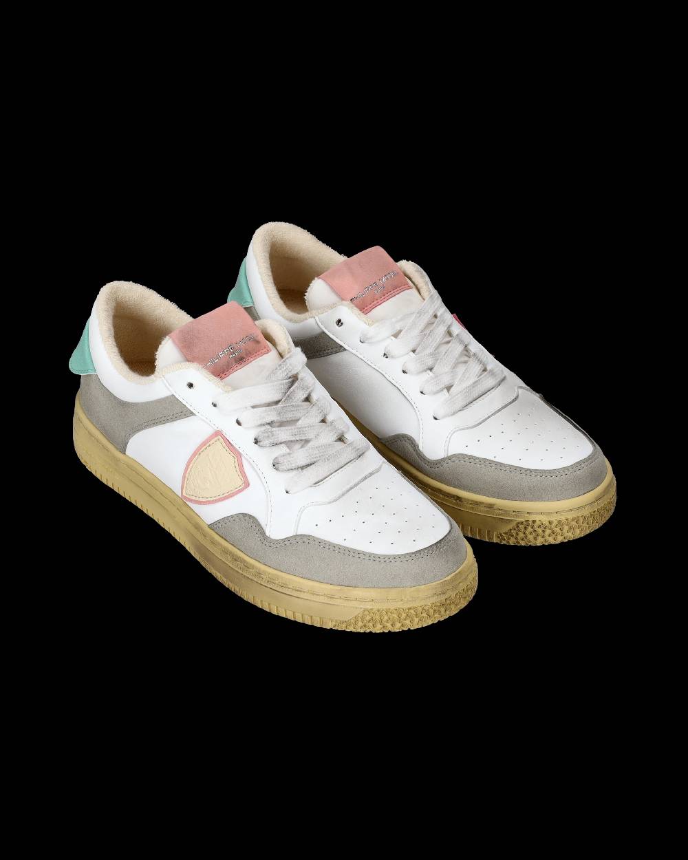 Philippe Model Sneakers Lyon da Donna Bianche e Rosa in Pelle Riciclata