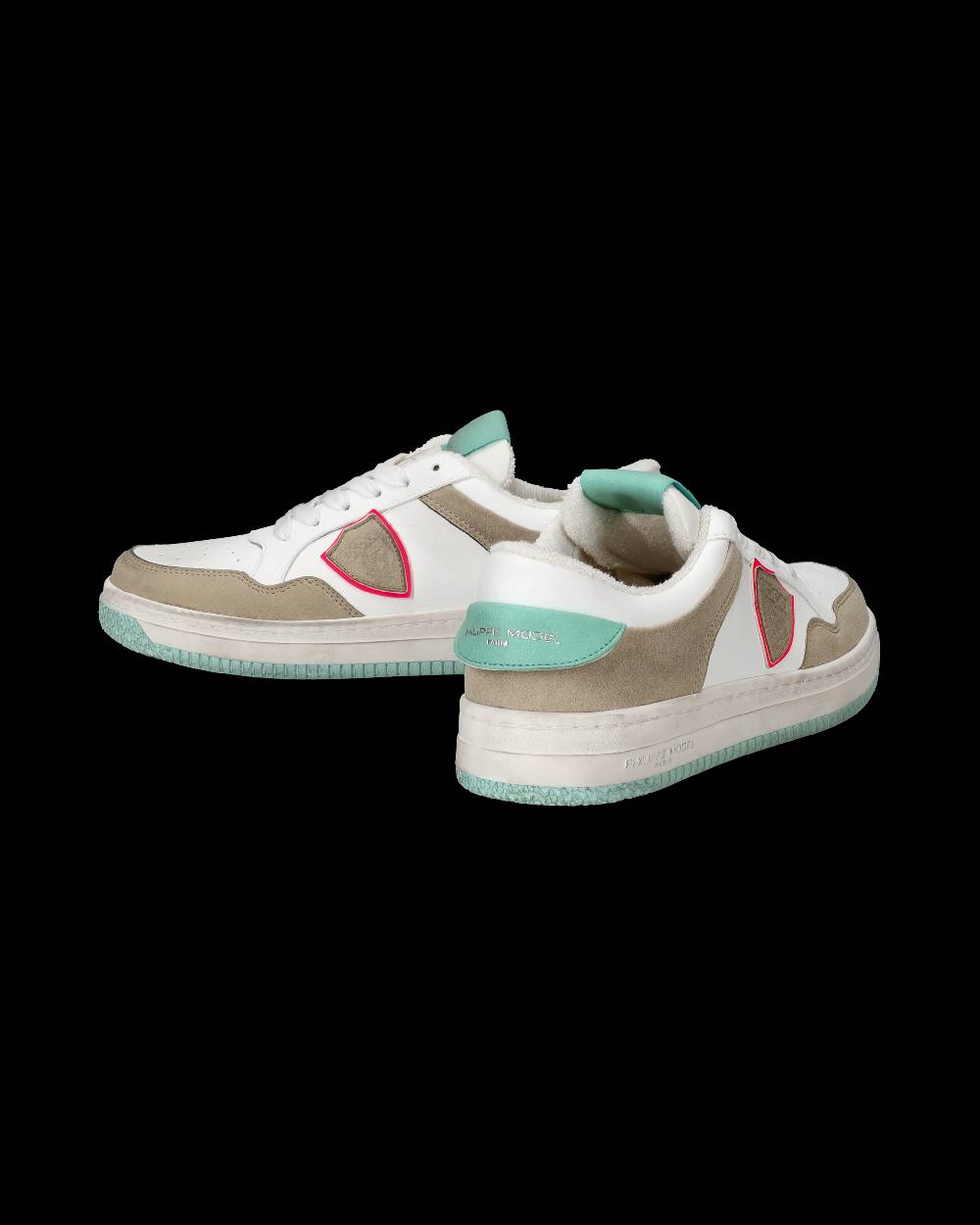 Philippe Model Sneakers Lyon Da Donna Bianche E Verdi In Pelle Riciclata