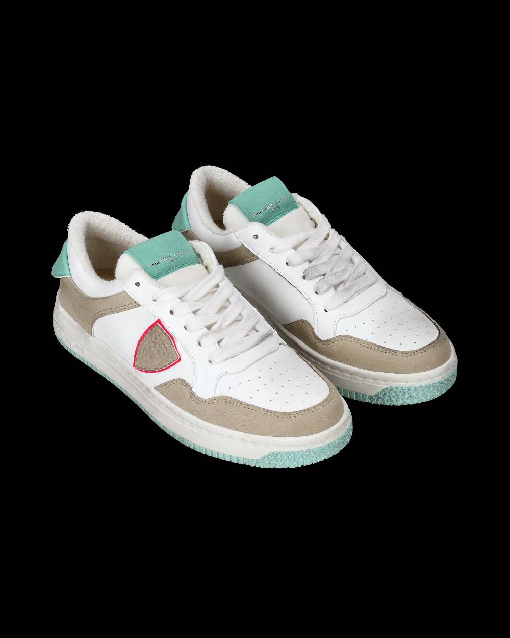 Philippe Model Sneakers Lyon da Donna Bianche e Verdi in Pelle Riciclata