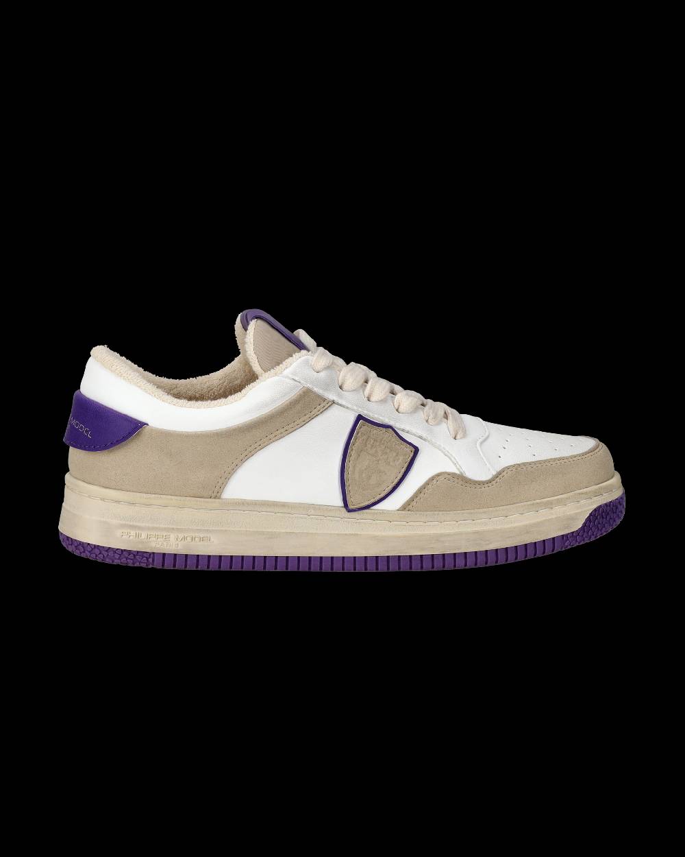 Philippe Model Sneakers Lyon Da Donna Bianche E Viola In Pelle Riciclata