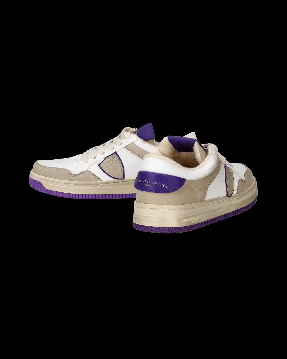 Philippe Model Sneakers Lyon Da Donna Bianche E Viola In Pelle Riciclata
