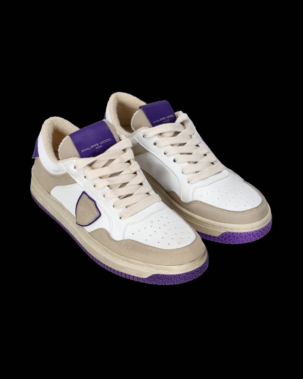 Philippe Model Sneakers Lyon da Donna Bianche e Viola in Pelle Riciclata