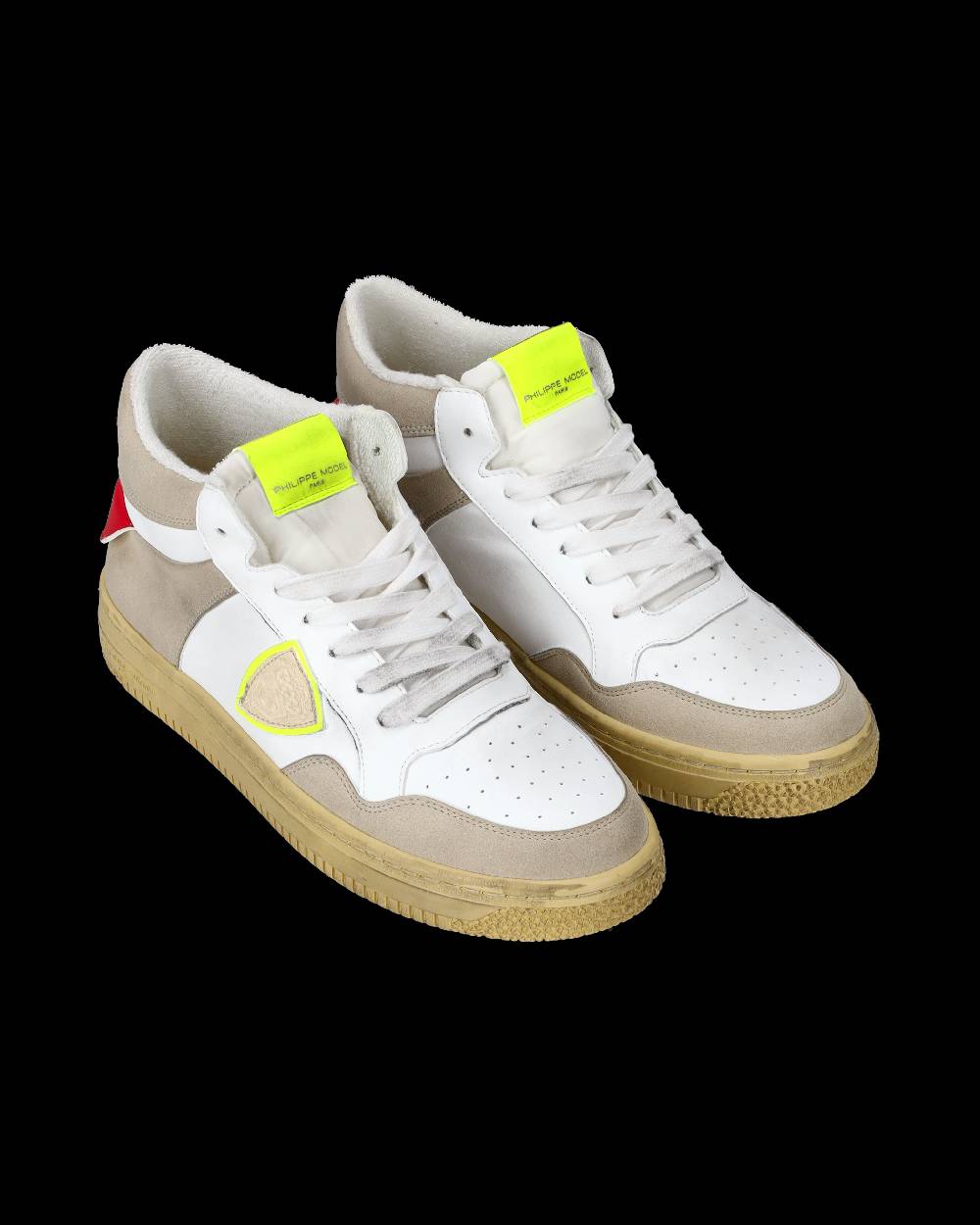 Philippe Model Sneakers Lyon da Uomo Bianche e Gialle in Pelle Riciclata