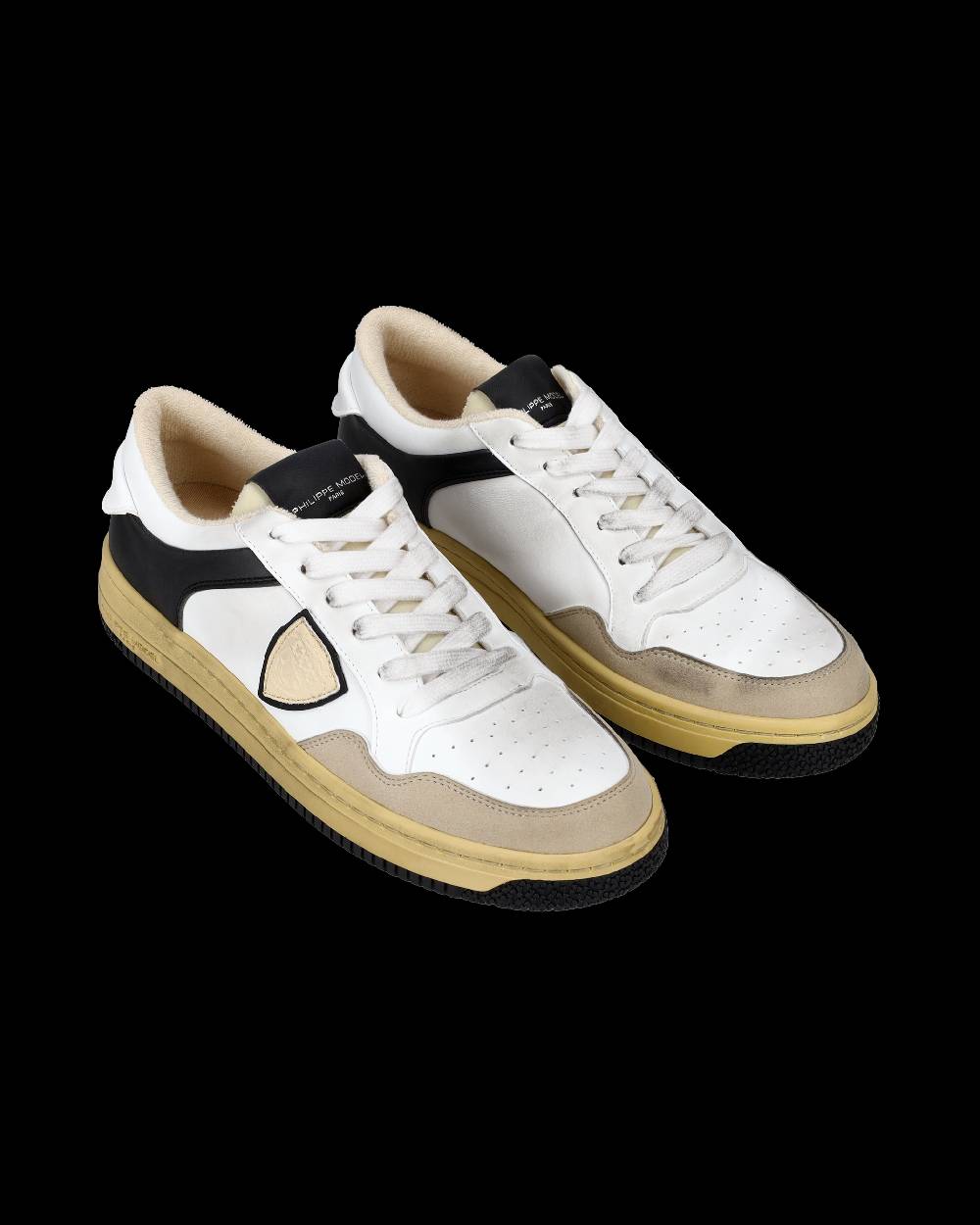 Philippe Model Sneakers Lyon da Uomo Bianche e Nere in Pelle Riciclata