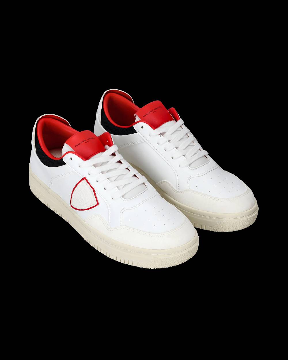 Philippe Model Sneakers Lyon da Uomo Bianche e Rosse in Pelle Riciclata