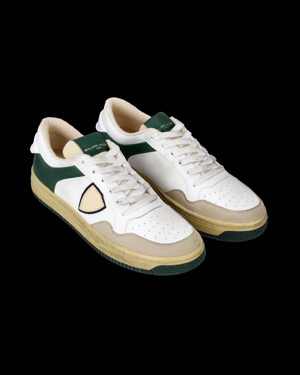 Philippe Model Sneakers Lyon da Uomo Bianche e Verdi in Pelle Riciclata