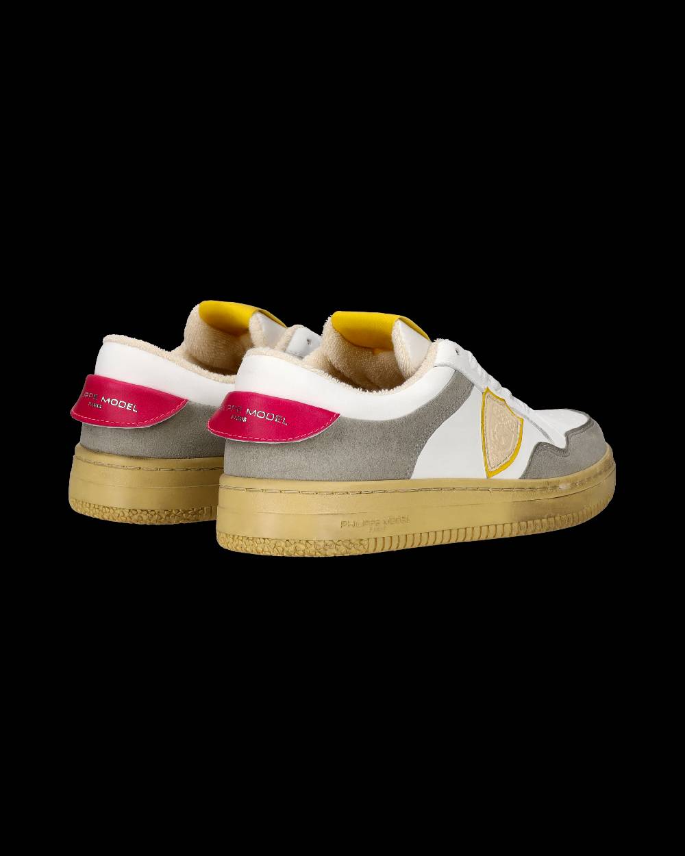 Philippe Model Sneakers Lyon Tennis Donna, Bianco Fucsia Giallo