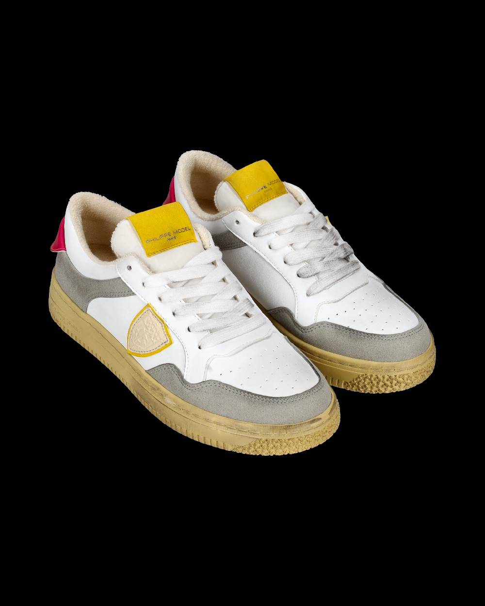 Philippe Model Sneakers Lyon Tennis Donna, Bianco Fucsia Giallo
