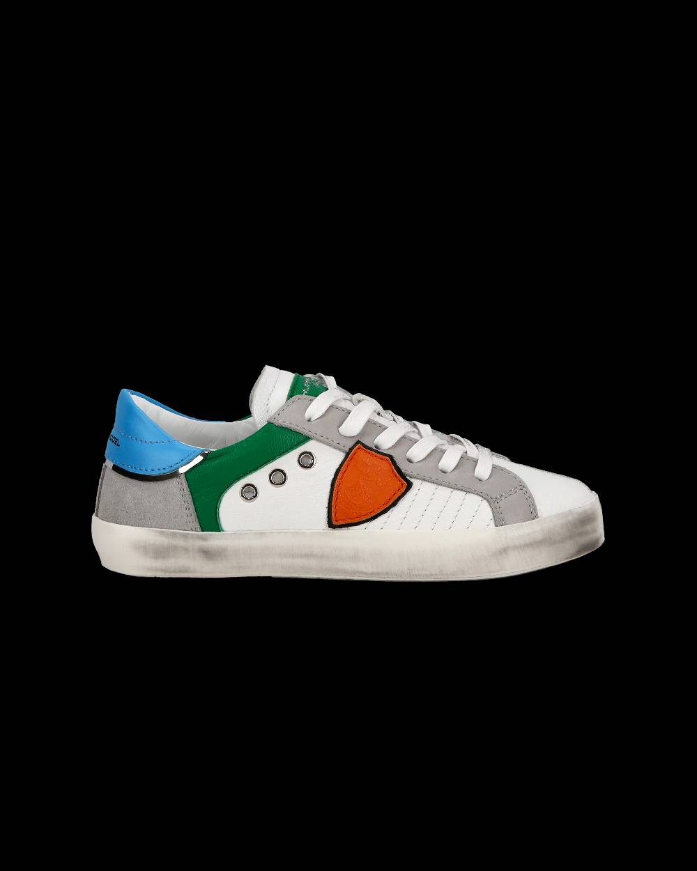 Philippe Model Sneakers Paris Basse Da Ragazzo In Pelle, Bianco Verde