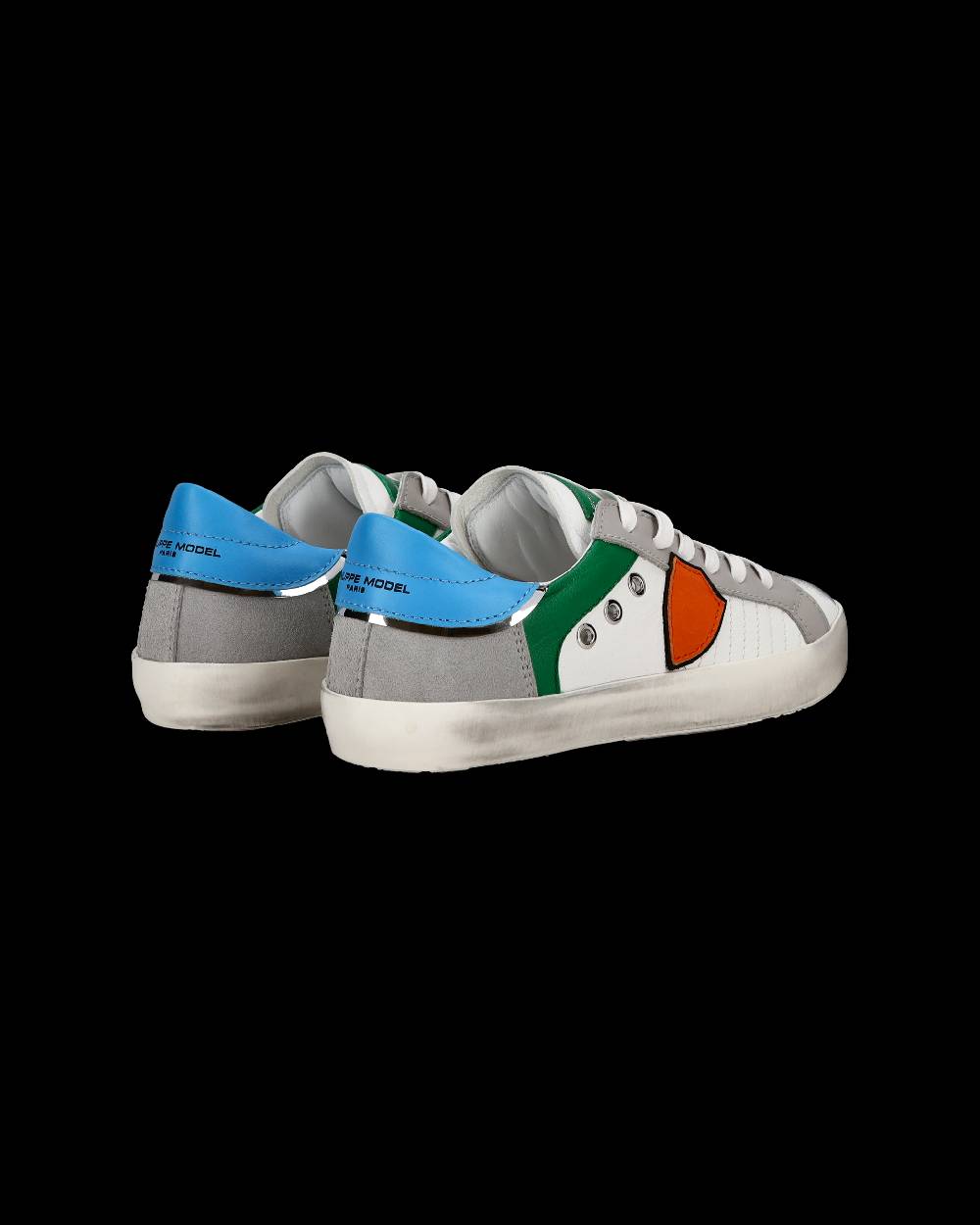 Philippe Model Sneakers Paris Basse Da Ragazzo In Pelle, Bianco Verde