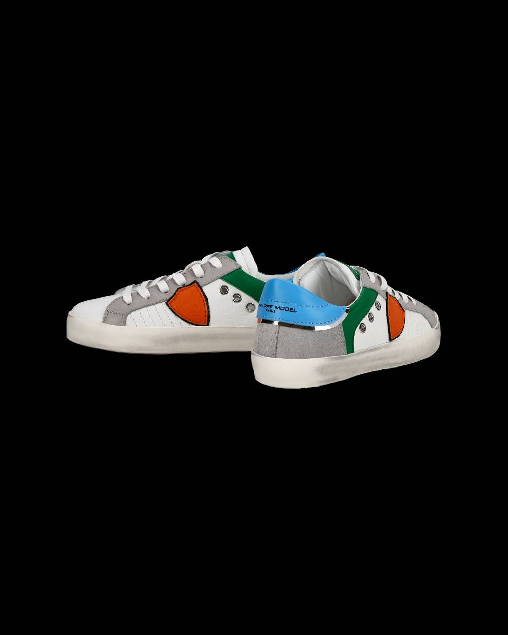 Philippe Model Sneakers Paris Basse Da Ragazzo In Pelle, Bianco Verde