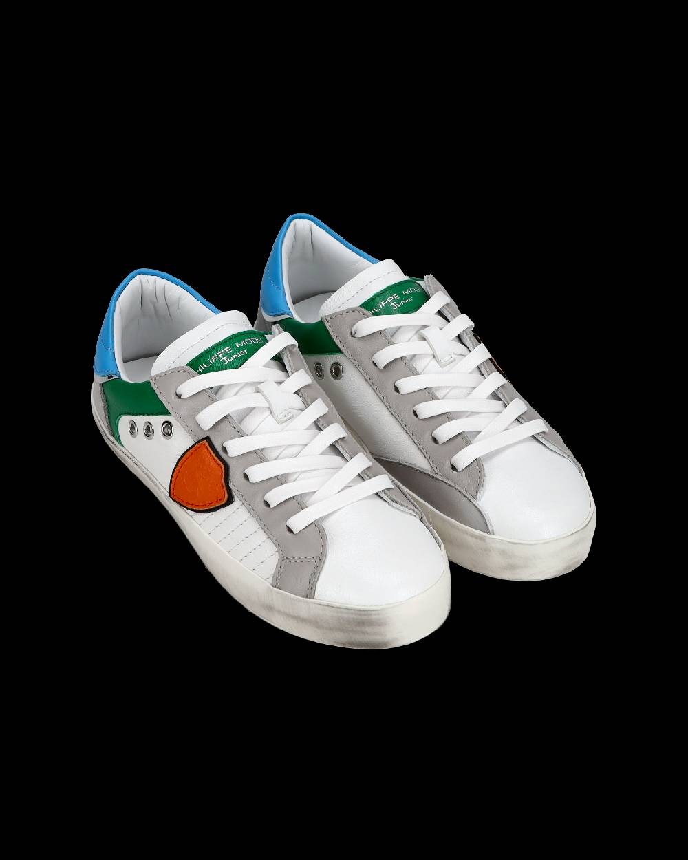 Philippe Model Sneakers Paris basse da Ragazzo in pelle, Bianco Verde