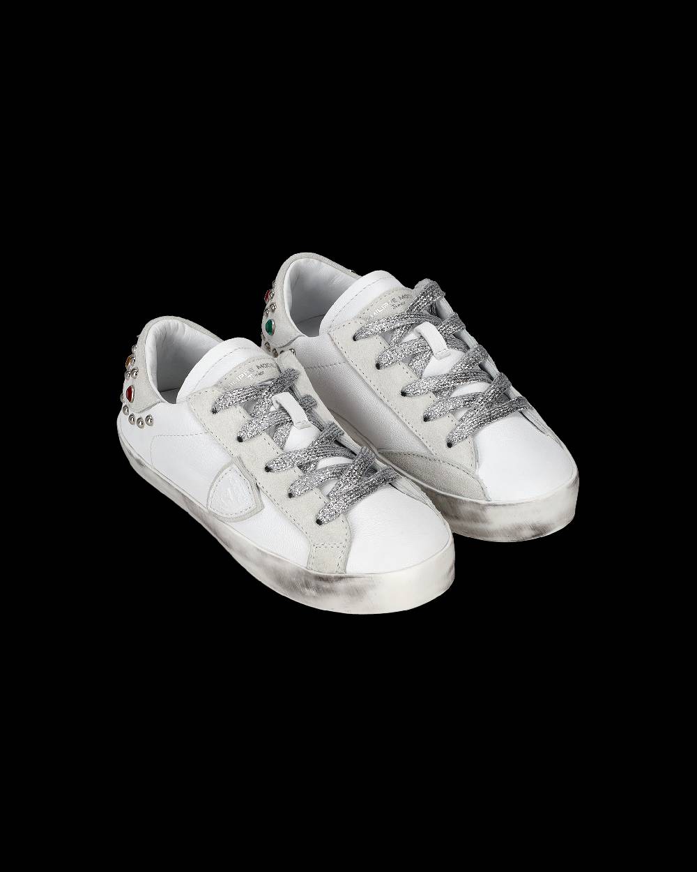 Philippe Model Sneakers Paris da Bambini Bianche e Grigie in Pelle