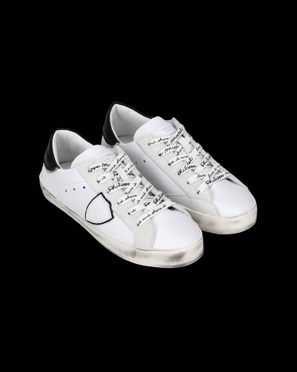 Philippe Model Sneakers Paris da Bambini Bianche e Nere in Pelle