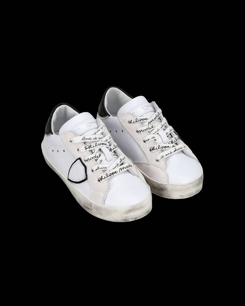 Philippe Model Sneakers Paris da Bambini Bianche e Nere in Pelle