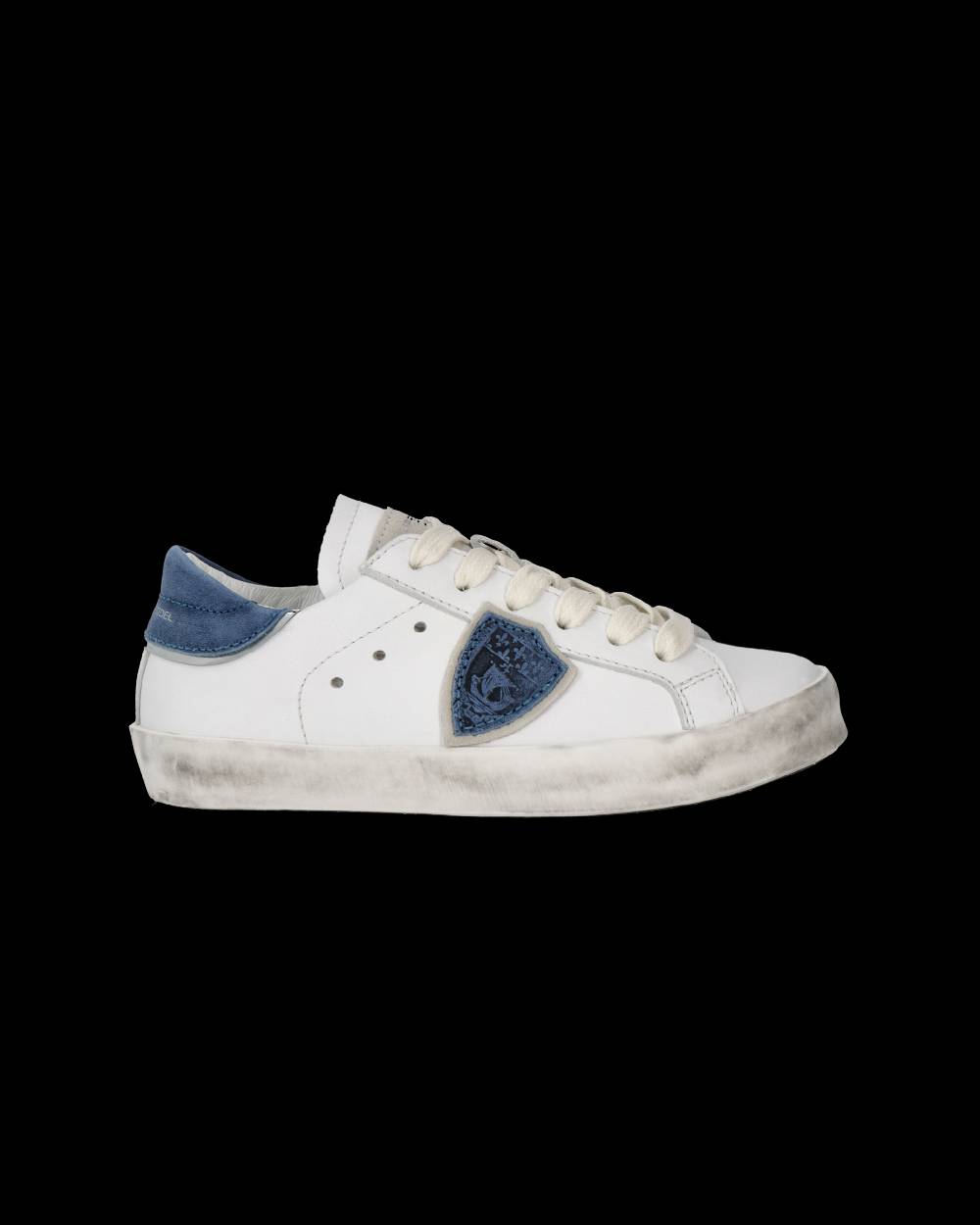 Philippe Model Sneakers Prsx Basse Da Bambini Bianche E Blu In Pelle
