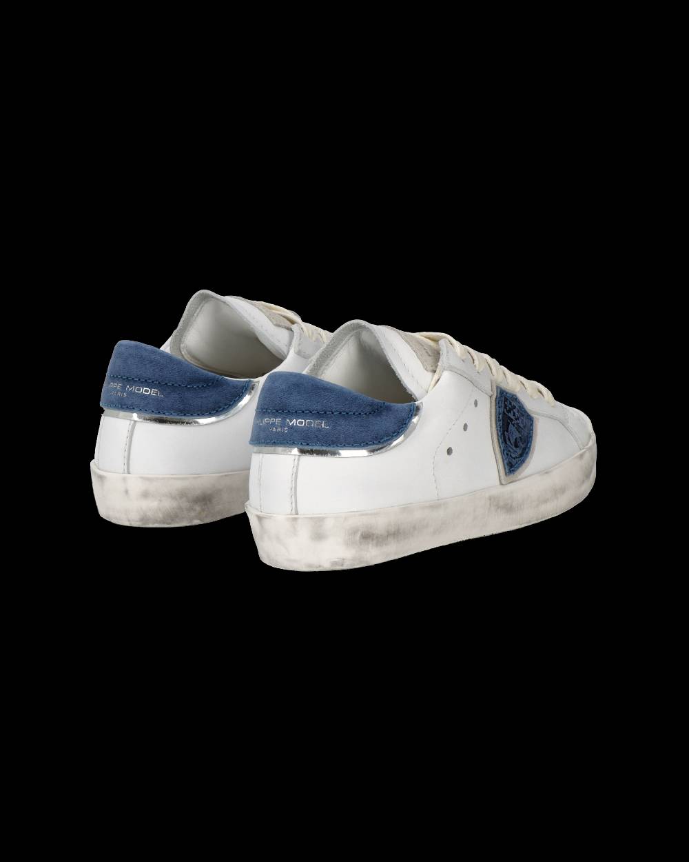 Philippe Model Sneakers Prsx Basse Da Bambini Bianche E Blu In Pelle