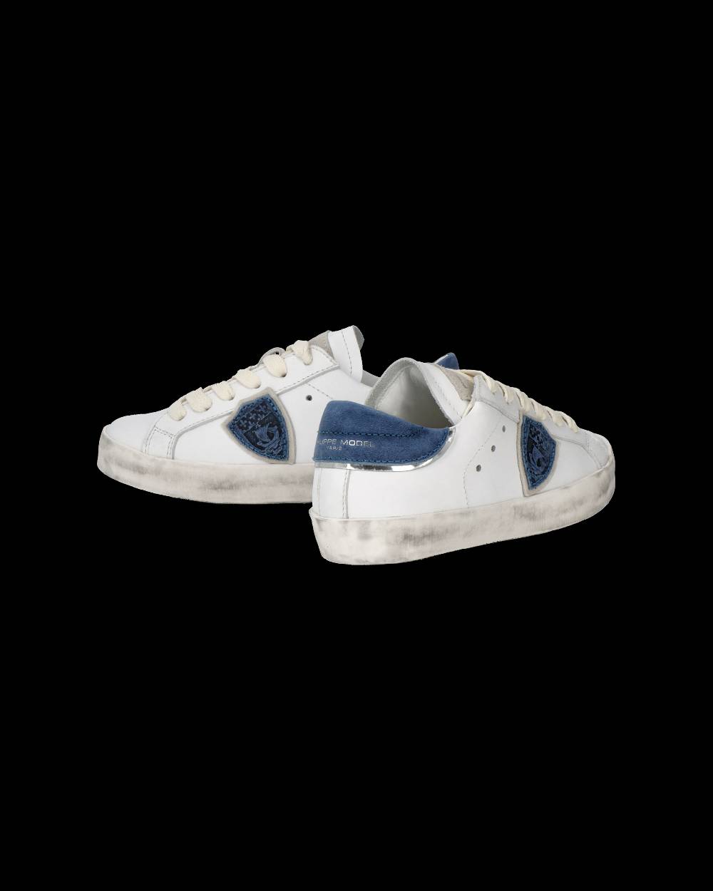 Philippe Model Sneakers Prsx Basse Da Bambini Bianche E Blu In Pelle